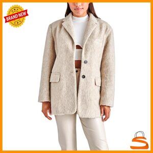 Oversized Boyfriend Blazer Coat Fuzzy Wool Blend Classic Chic Retro Y2K Style